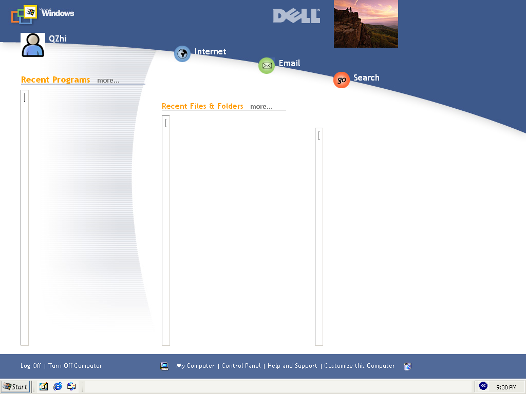 Microsoft Windows XP ("Whistler" 5.1.2250.1 Professional Beta) 起始页