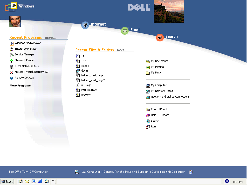 Microsoft Windows XP ("Whistler" 5.1.2250.1 Professional Beta) 起始页（完整）